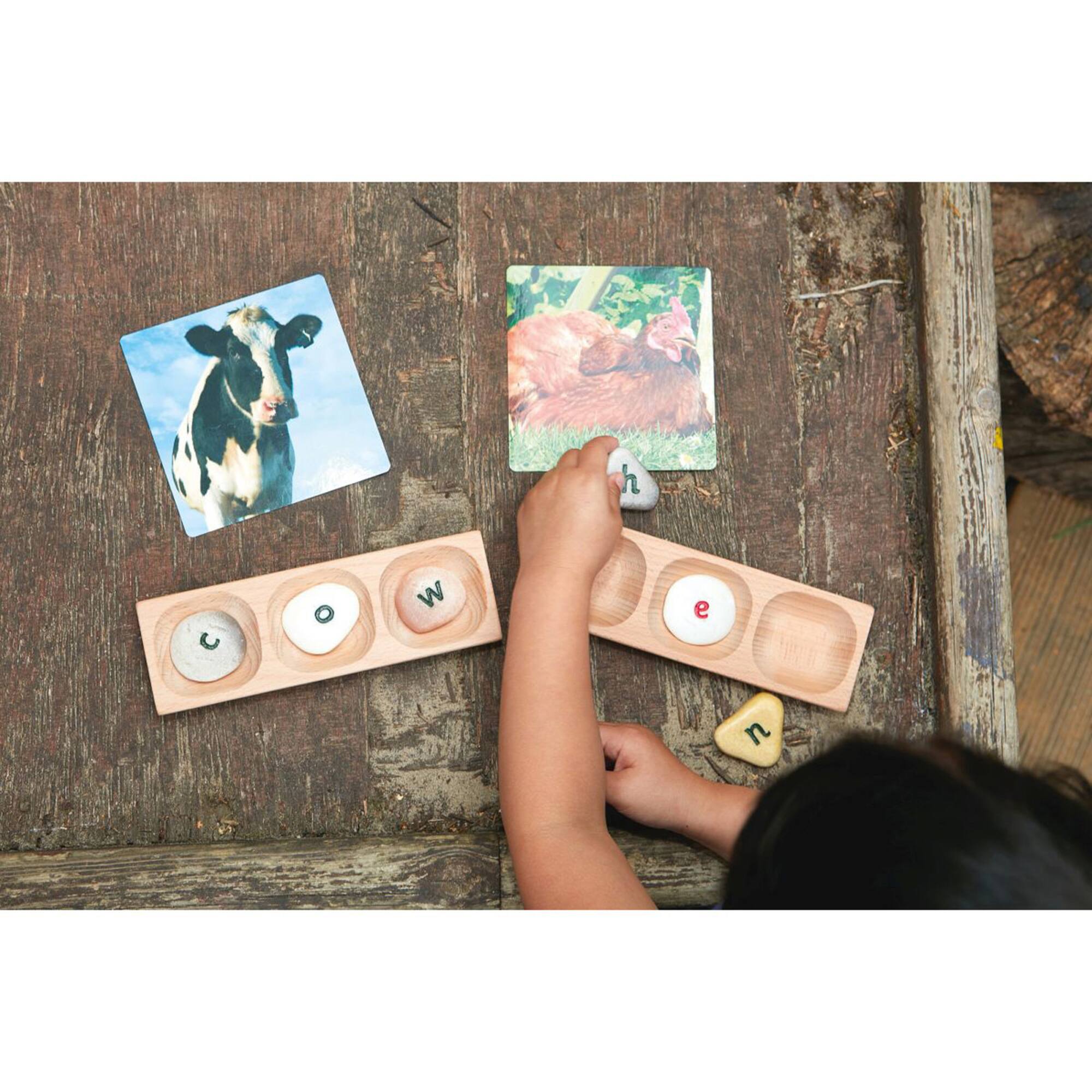 Yellow Door Three Pebble Word Building Tray